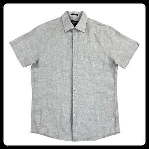 Rodd & Gunn Linen Shirt Men M Gray Sports Fit Short Sleeve Button Down Italy
